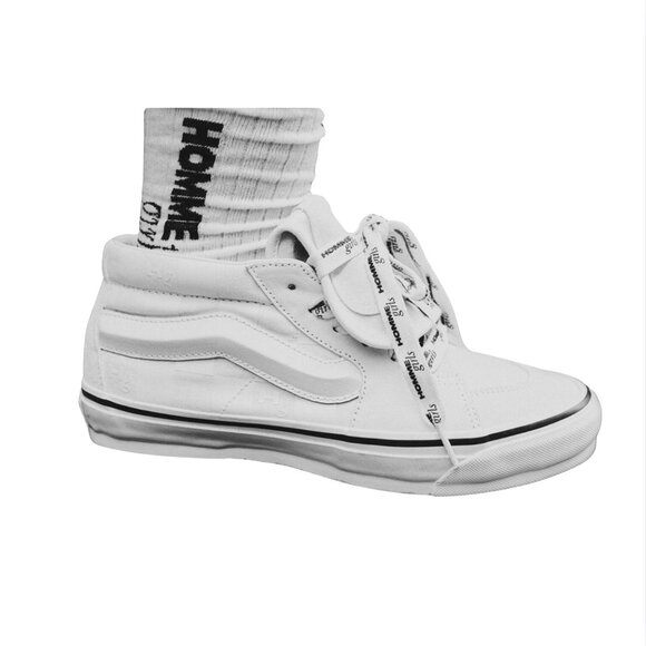 141. VANS OTW x HOMME GIRLS Sk8 Mid White Sneakers NEW Without Box Sz 6 - Picture 2 of 7